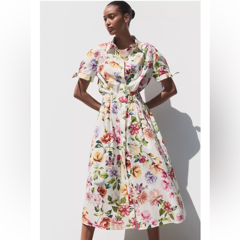 Zara Red and Pink Ruffled Wrap Midi Dress